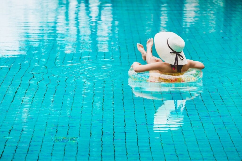 enjoying in pool